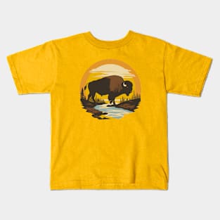 Yellowstone Bison Herd Kids T-Shirt